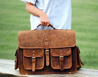 Handmade Leather Messenger Bag, cowhide Leather laptop Bag, Brown Leather Bag, Leather Briefcase, Travel Crossbody bag Father's Day Special