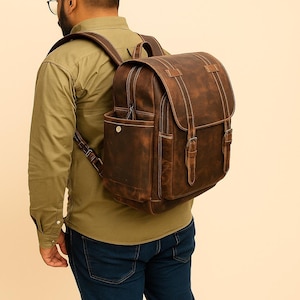 Handmade Full Grain Leather Backpack: Personalized Travel Laptop Bag, 15 Inch Laptop Backpack Hipster Backpack Hiking bag Anniversary Gift