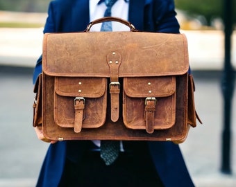 Full Grain Cowhide Leather Messenger Bag Rustic Leather Laptop bag Personalized Bag Handmade Messenger bag Leather briefcase Birthday Gift