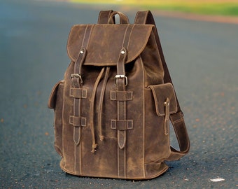 Backpack for men Monogrammed Backpack Travel Backpack Handcrafted Full Grain Cowhide Leather backpack Leather rucksack Mother's Day Special