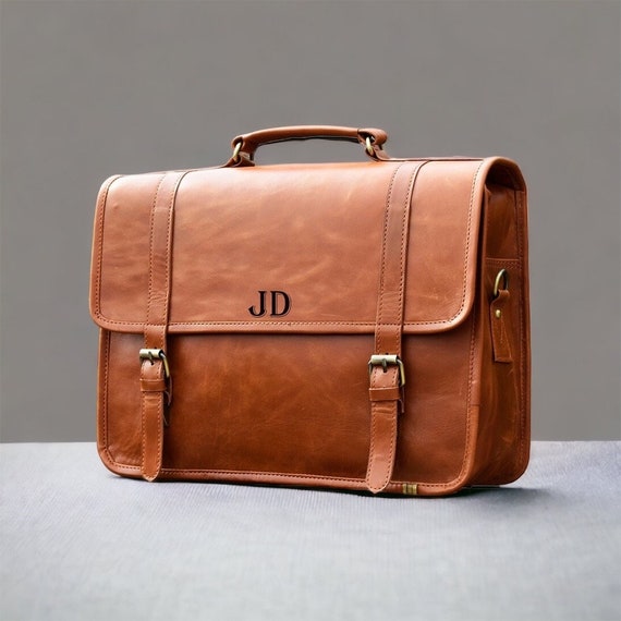 Personalized Full Grain leather Messenger Bag Handmade Laptop Bag Men's  Leather Briefcase