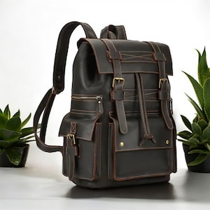 Rustic Brown Full Grain Cowhide leather  backpack Personalized leather laptop bag Handmade leather backpack Leather Rucksack Birthday Gift