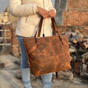 leather tote bag for women large leather tote bag laptop work leather purse handbag Monogrammed Leather Tote Handbag Birthday Gift