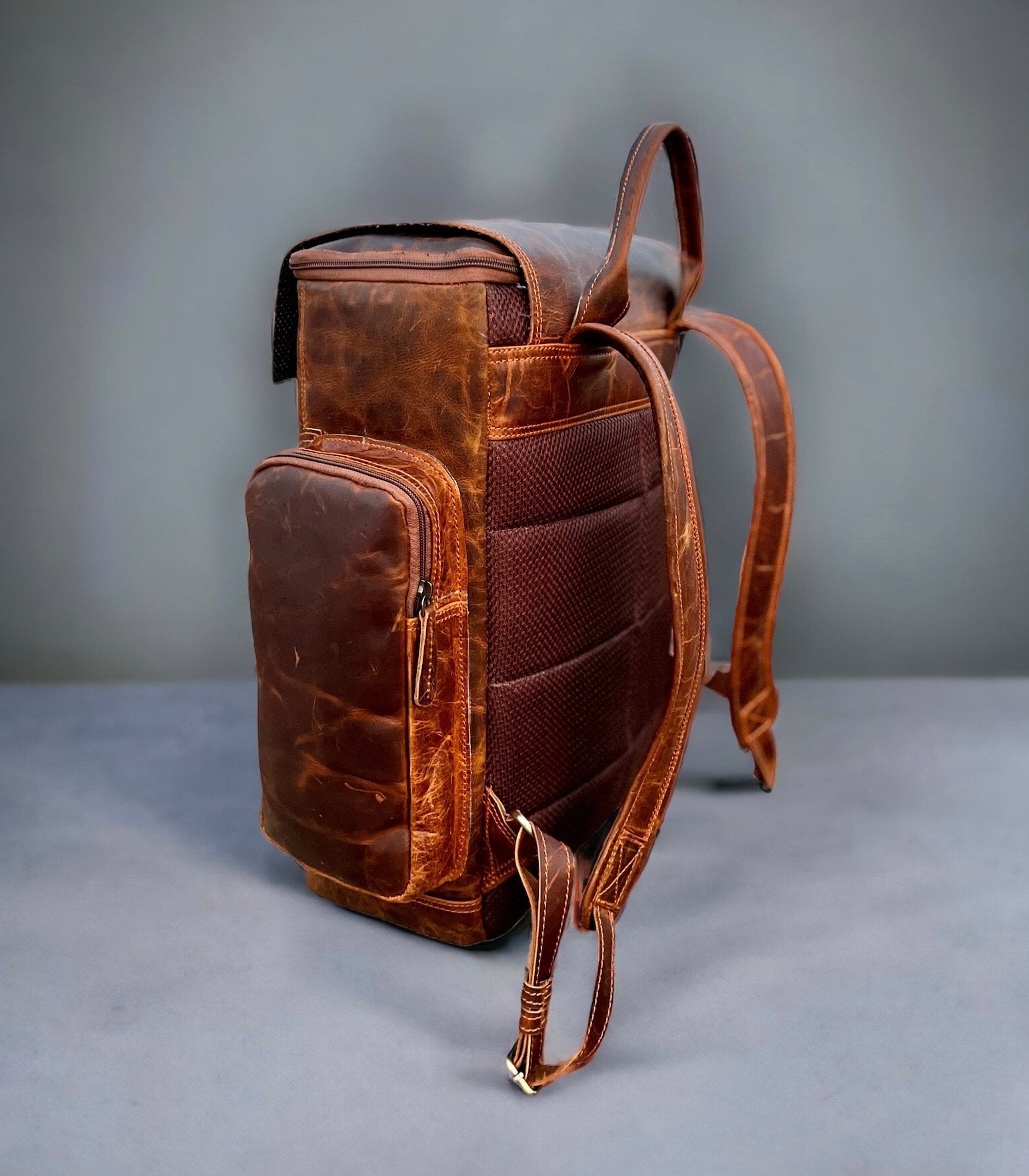Personalized Leather Backpack, Brown Leather Laptop Backpack, Rucksack