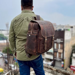 Vintage Personalized Leather Backpack, Full Grain Leather Rucksack, Travel Backpack, School Office Bag, Laptop Backpack, Best Gift for him