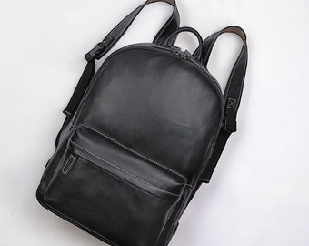 Vollnarbiger Rindsleder-Rucksack aus schwarzem Leder, personalisierter Vintage-Lederrucksack, 18-Zoll-Lederrucksack, handgefertigter Lederrucksack, Geschenk