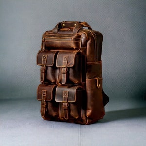 Handmade Leather Backpack for Men and women Leather Rucksack Cowhide Leather Backpack Hiking Backpack College Backpack Birthday Gift