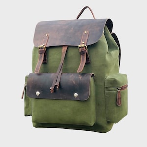 Canvas outdoor backpack, Unisex canvas backpack, Water resistant travel backpack, School Laptop travel work backpack, Birthday Gift