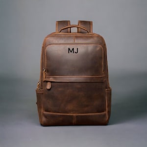 18&quot; Inch leather Backpack Personalized Full Grain Leather Backpack College Backpack for men and women Rucksack Backpack Birthday Gift