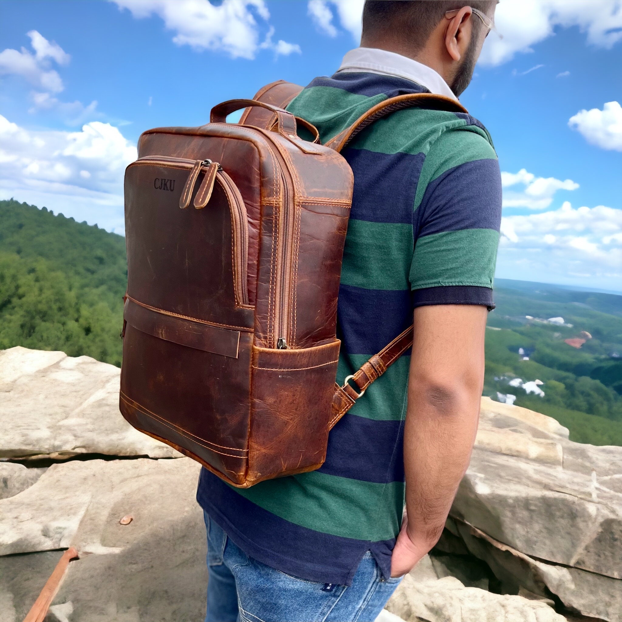Mens leather backpack sale