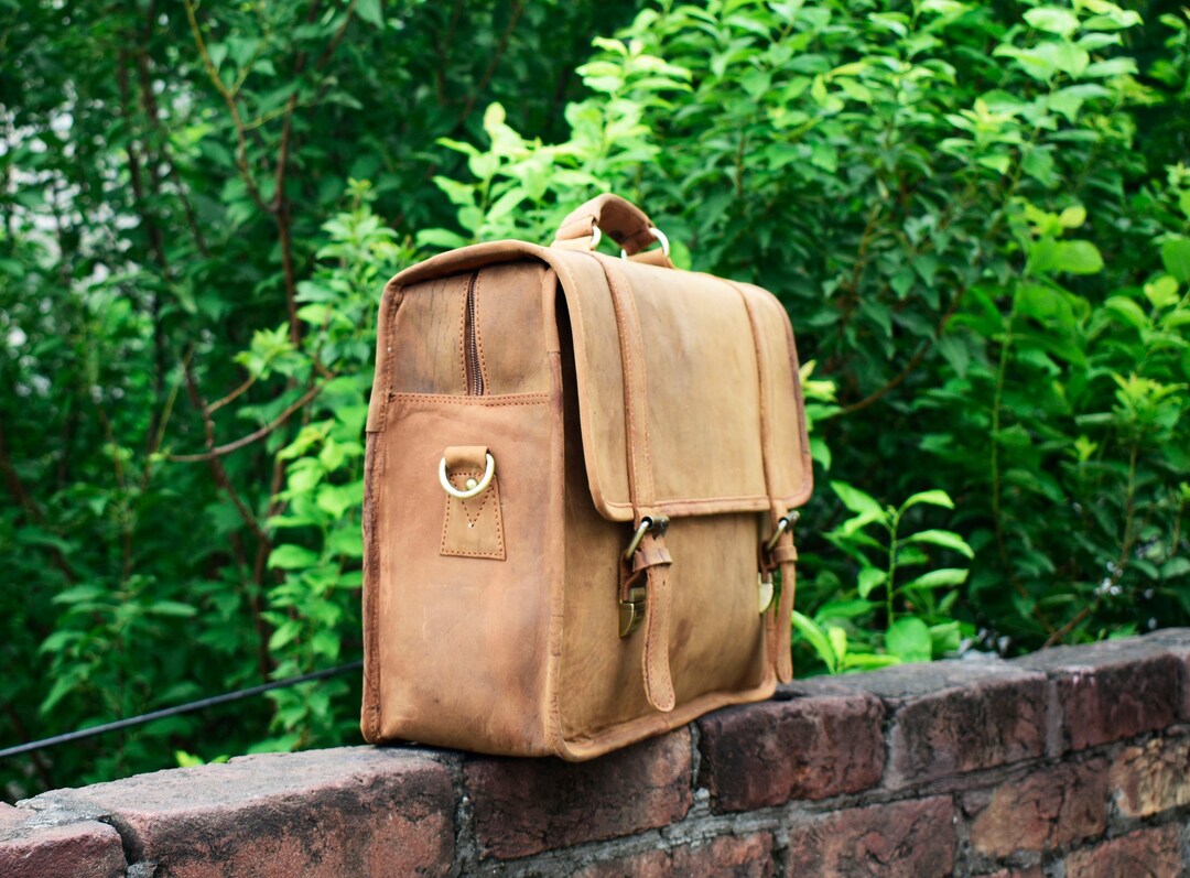 Genuine Leather Messenger Bag College Bag Laptop Bag Shoulder Etsy