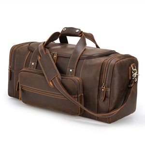 Full Grain cowhide leather Duffel bag Leather Weekender bag Leather Holdall Overnight Bag For Men Personalized Gifts Birthday Gift