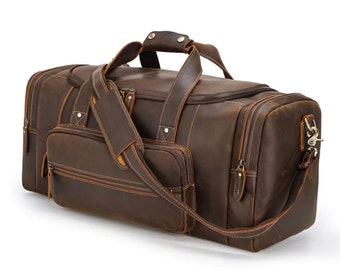 Full Grain cowhide leather Duffel bag Leather Weekender bag Leather Holdall Overnight Bag For Men Personalized Gifts Birthday Gift