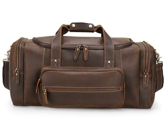 Bolsa de Viaje de Piel Genuina – Duffel Bag Artesanal, Equipaje de Mano