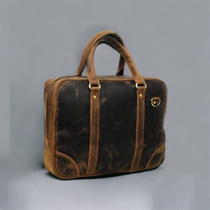 Vintage personalized Leather Briefcase, Messenger Bag Full Grain Leather Handbag School Office Laptop Bag Shoulder Bag Best Gift for men