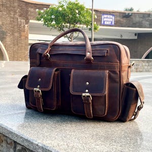 Cowhide Leather messenger bag Personalized laptop bag Brown Messenger Bag Leather Travel bag Leather Briefcase bag Rustic Birthday Gift