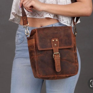 Bolsa para cámara de piel de grano completo: Estuche para cámara réflex digital hecho a mano, marrón rústico, regalo de Navidad