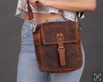 Full Grain Cowhide Leather Camera Bag Camera Bag for Men and Women DSLR Camera Case Rustic Brown Camera bag Crossbody Mother's Day Special