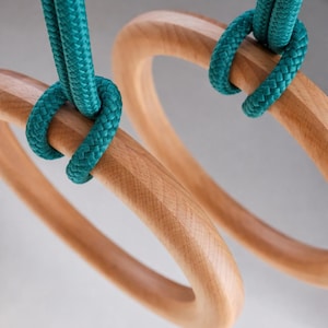 Wooden Gymnastic Rings for Kids - Handcrafted, Hand-Oiled Beech, 0 WASTE Rope | NUKI FunActive – Gift for Active Child