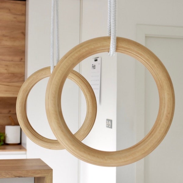 Gymnastic Rings eco oil with "0 waste" rope! Wooden gymnastic rongs. Turnringe mit "0 waste" seil. Home gym rings