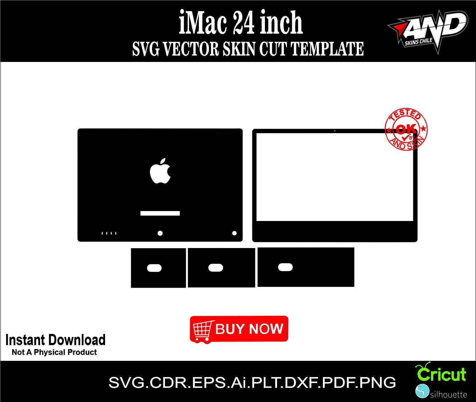 iMac 24 inch skin vector template skin layout skin die cuts file svg skin  Cricut Silhouette Eps Cutting template SVG Vector iMac 24 inch, image size:1581x1337