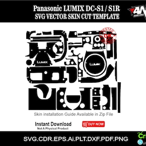 以下が含まれることがあります： パナソニック ルミックス DC-S1/S1R 用の白黒デジタルカメラ スキンカットテンプレート。テンプレートには、カメラのボタン、ダイヤル、ポートに必要なすべての切り抜きが含まれています。テンプレートは、SVG、CDR、EPS、AI、PLT、DXF、PDF、PNG 形式で即時ダウンロードできます。