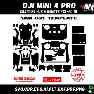 dji mini 4 pro skin template vector file template skin die cut skin layout file svg skin Cricut Silhouette dji mini 4 pro cut file svg