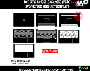 Dell XPS 13 9360, 9343, 9350 (P54G) skin vector template skin layout skin die cuts file svg skin Cricut Silhouette Eps Cutting template