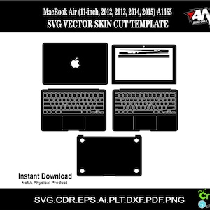 MacBook Air 11 inch (2012 -2013 -2014-2015) A1465 skin vector template skin layout skin die cuts file svg skin Cricut Silhouette Eps Cutting