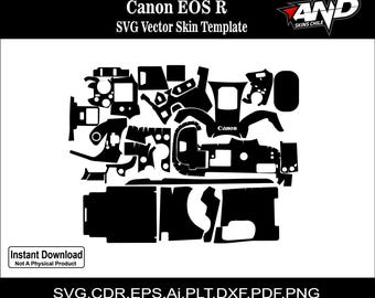 canon eos R skin vector templater skin layout skin die cuts file svg skin Cricut Silhouette Eps ai Cutting template
