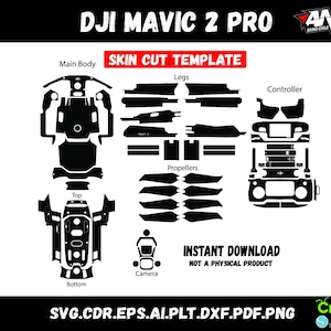 Dji Mavic 2 Pro skin vector template skin layout skin die cuts file svg skin Cricut Silhouette SVG Vector cut file decal Vector