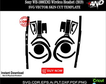 Sony WH-1000XM3 Wireless Headset (2019) skin vector template skin layout skin die cuts file svg skin Cricut Silhouette Eps ai Cutting