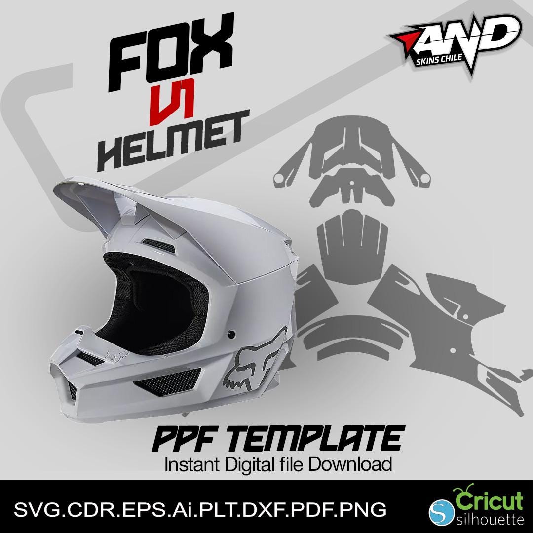 Fox V1 (L-XL) Ppf Helmet Template Vector Skin Layout Skin Die Cuts
