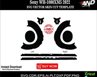 Sony WH-1000XM5 2022 skin vector templater skin layout skin die cuts file svg skin Cricut Silhouette Eps ai Cutting template SVG Vector