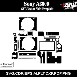 Sony A6000 skin vector templater skin layout skin die cuts file svg skin Cricut Silhouette Eps ai Cutting template
