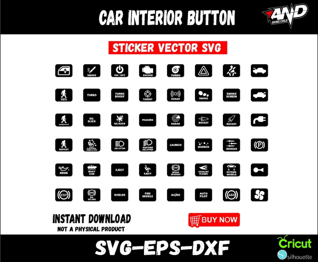 Car Interior Button Sticker SVG Cricut Silhouette SVG Vector Cut File ...