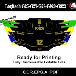 May include: A black and yellow racing car design with the text "DeLonghi", "Lotus", "Elf", and "John Player Special" on it. The number 12 is also on the design.