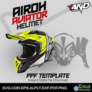 Airoh Aviator (L-XL) ppf helmet template vector skin layout skin die cuts file svg skin Cricut Silhouette SVG Vector cut file