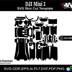 dji mini 3 skin vector template skin layout skin die cuts file svg skin Cricut Silhouette Eps ai Cutting template dji mini 3 cut file