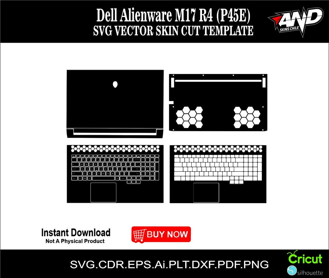 Dell Alienware M17 R4 (P45E) Skin Vector Template Skin Layout Skin Die ...