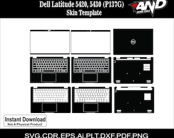 Dell Latitude 5420, 5430 (P137G) skin template vector skin layout skin die cuts file svg skin Cricut Silhouette Eps ai pdf Cutting template
