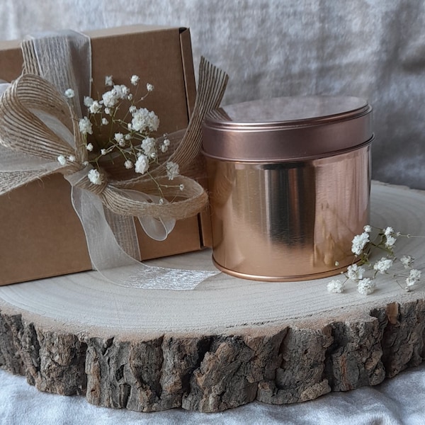 Soy Wax/Candle/Rose Gold Copper Tin/Eco Biodegradable Packaging/Vegan/Cruelty & Paraben Free/Premium Fragrance Oils/Cotton Wick/Gift