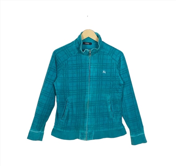 Burberry, Vintage Burberry Nova Check Velvet Cloth Sweater Zipper
