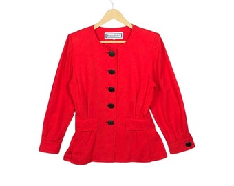 Chaqueta blazer corta roja vintage de Yves Saint Laurent de los años 90 (talla M)