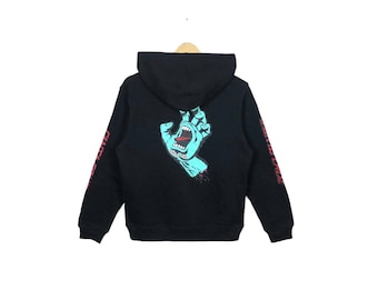 Vintage 90s Santa Cruz Hoodie Skateboard Skate Powell Grey Colour