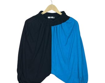 ACDC RAG Harajuku tweekleurige Sarrouel-broek blauw zwart harembroek Japanse streetwear oversized laag kruis Unisex punk Goth Mall Goth Y2K