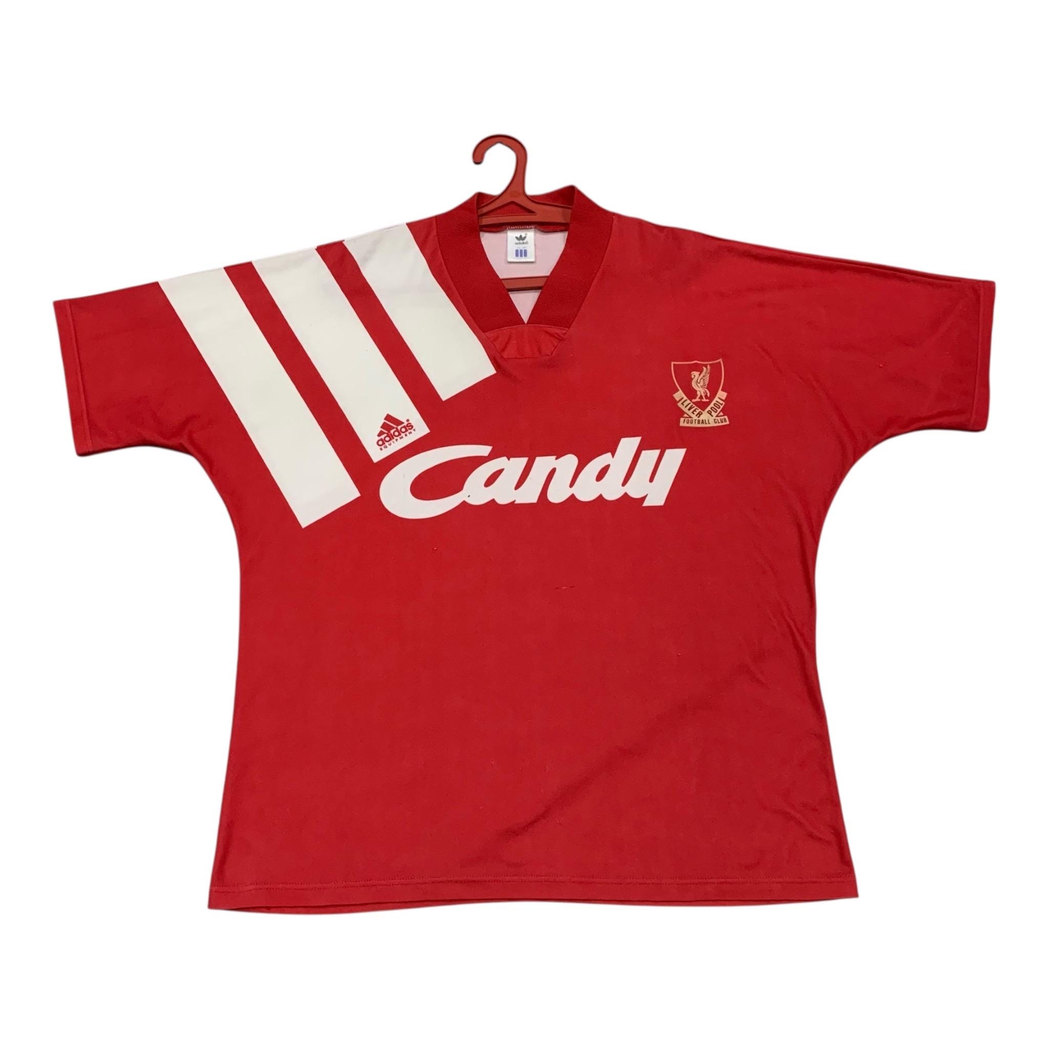 Vintage 1991 Liverpool FC Home Shirt Adidas Candy Sponsor Size L