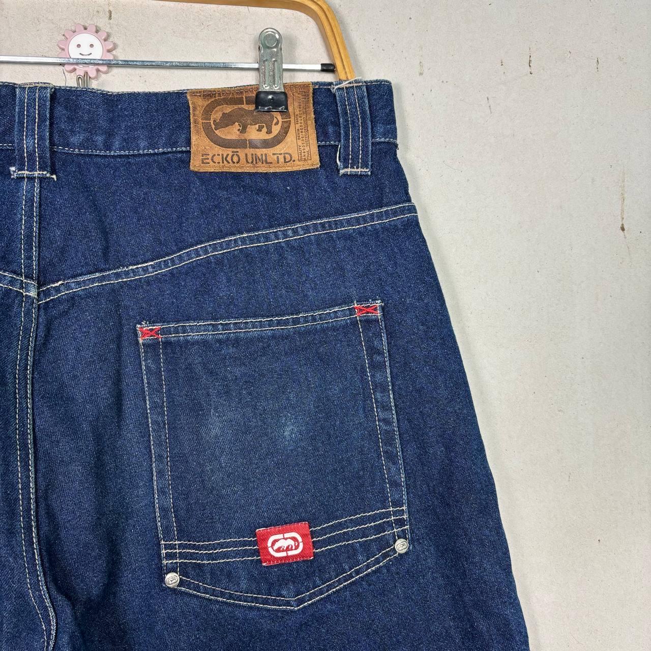 Thrashed Y2K ECKO UNLTD Distressed Baggy Blue Jeans Skater Style
