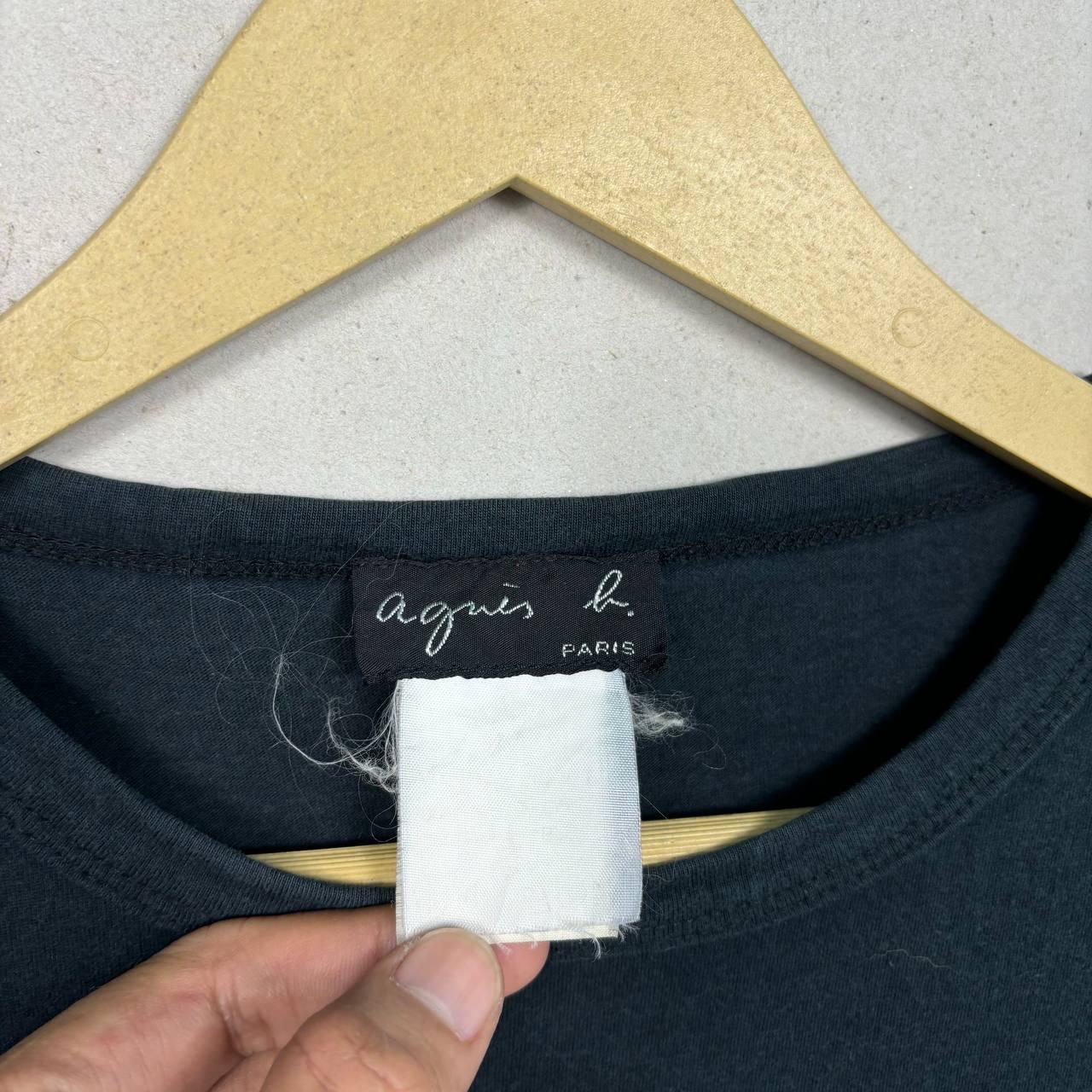 Agnes B Paris Made in France Script Logo Long Sleeve T-shirt Size