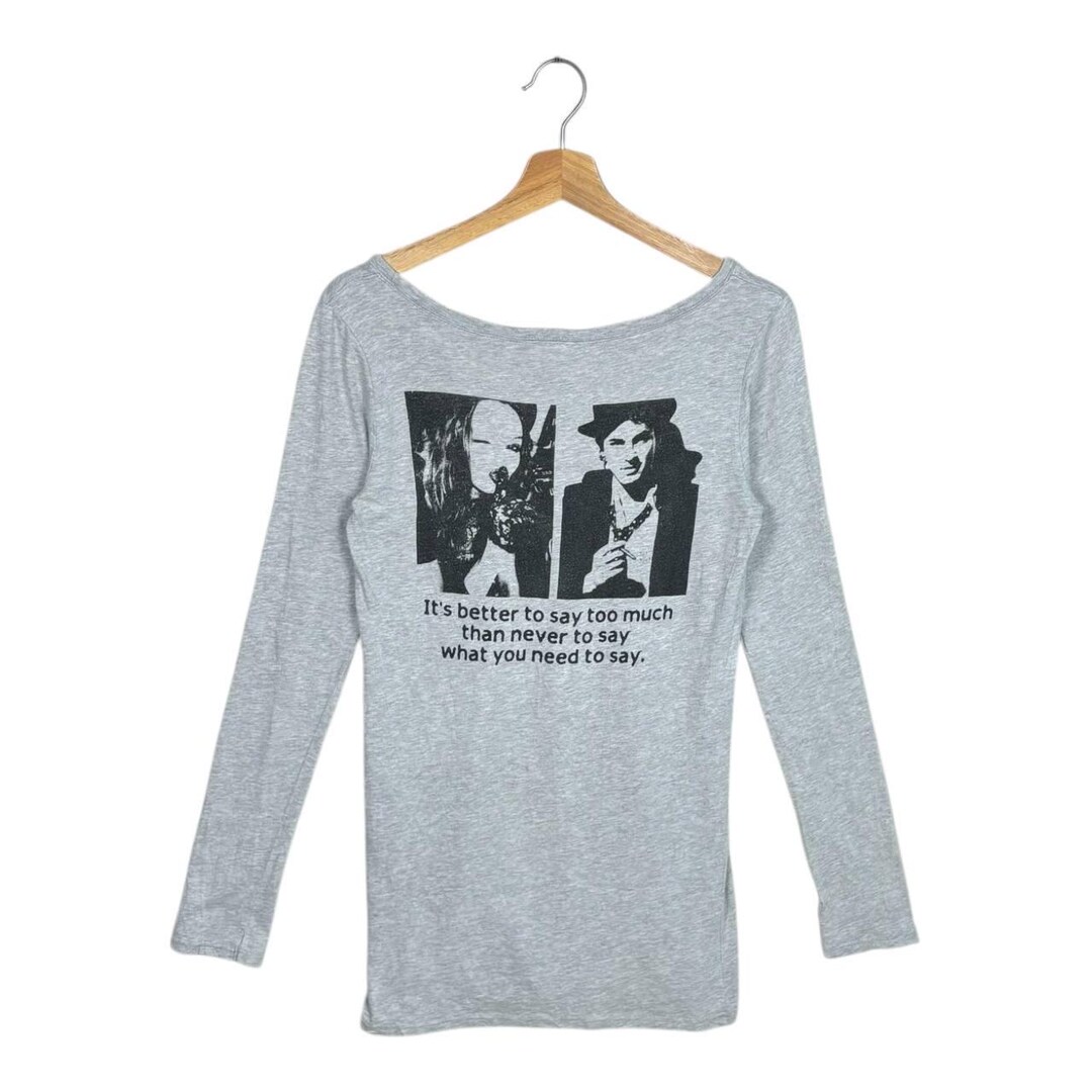 Vintage SLY Japanese Brand Graphic Long Sleeve Shirt Grey Y2K